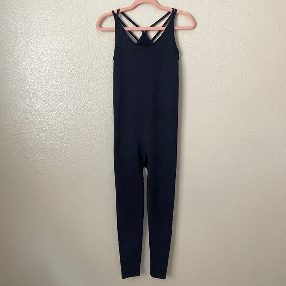 Fabletics Jumpsuit Womens Small Gray Seamless Ribbed Gym Workout Activewear - Picture 3 of 9
